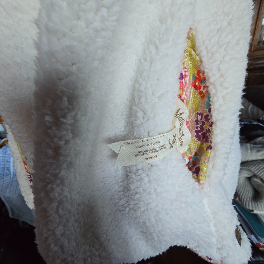 NWT MATILDA JANE ( MED ) Reversible Sherpa Full Zip Flower Print Vest - Picture 10 of 12